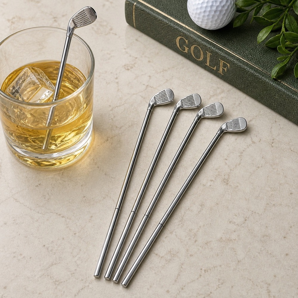 Chase Drink Stirrers Unisex OS Silver Golf Club Swizzle Sticks Set of 4 USA